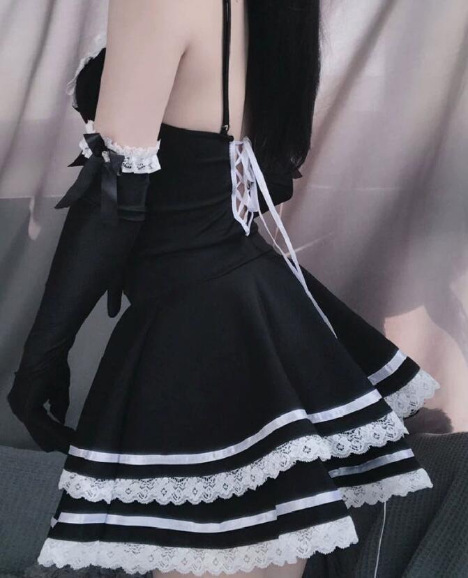 新入荷推薦超セクシー 美乳誘惑悩殺メイド服制服超ミニ【メイド服4點セット】ワンピース コスプレ衣裝 ベビードール 可愛い ミニスカート