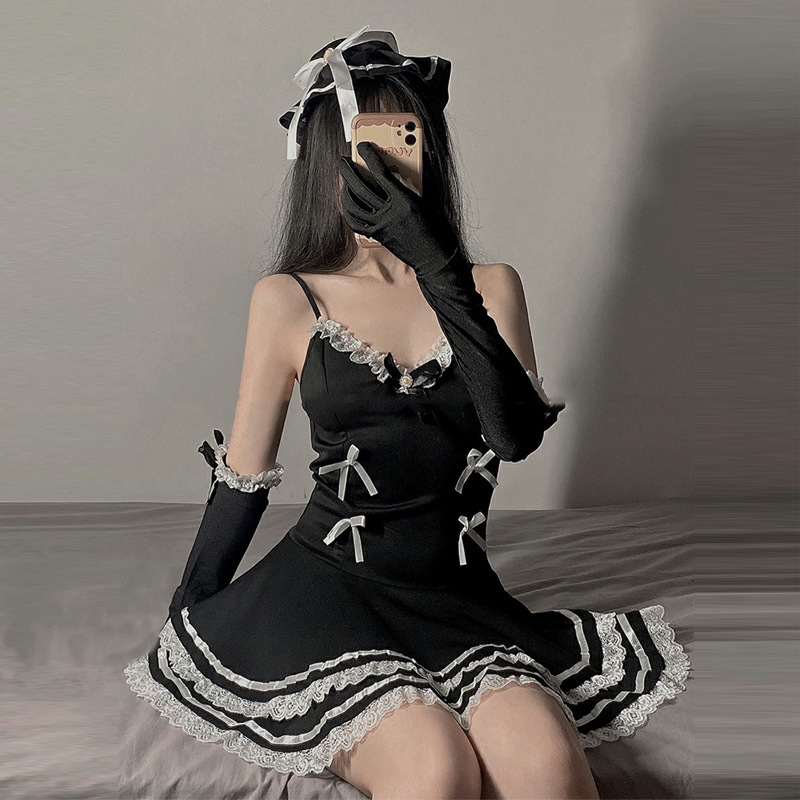 新入荷推薦超セクシー 美乳誘惑悩殺メイド服制服超ミニ【メイド服4點セット】ワンピース コスプレ衣裝 ベビードール 可愛い ミニスカート