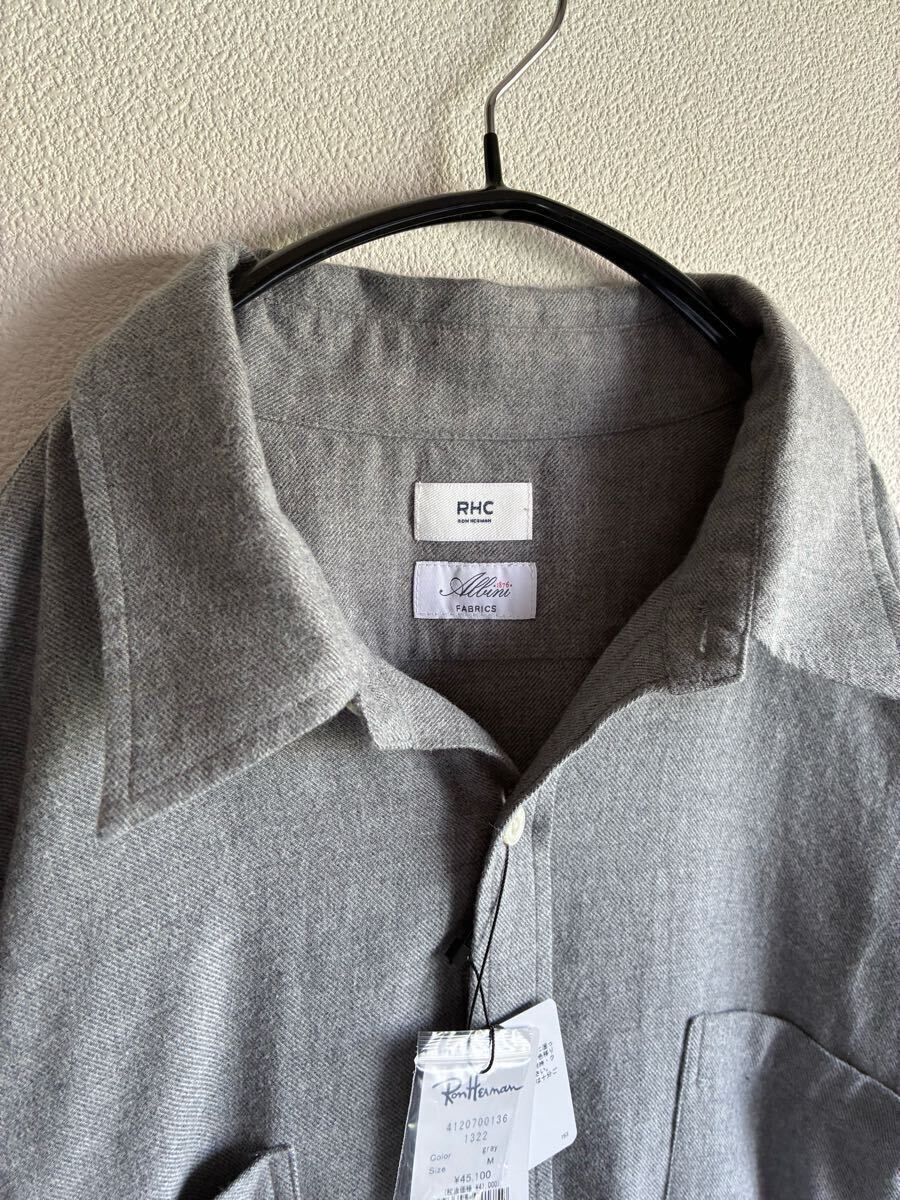 新品未使用タグ付き! Ron Herman ロンハーマン RHC × ALBINI ORGANIC COTTON SHIRT アルビニ オーガニック コットン シャツ 長袖シャツ M