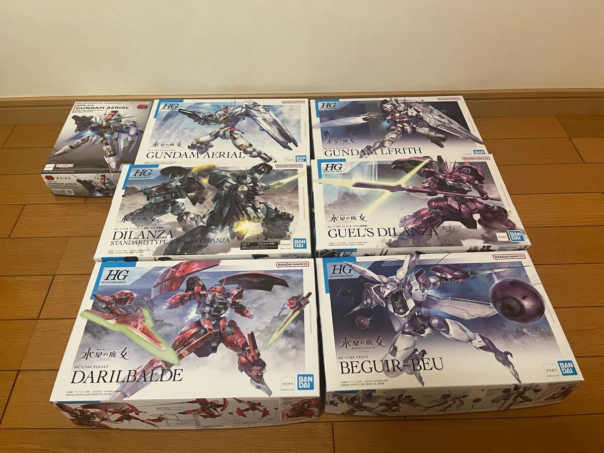 未開封 未組立　 水星の魔女 HG 1/144ガンダムエアリアル、ルプリス、ディランザ(グエル、ラウダ専用機(jī))、ダリルバルデ、ベギルベウ他１點
