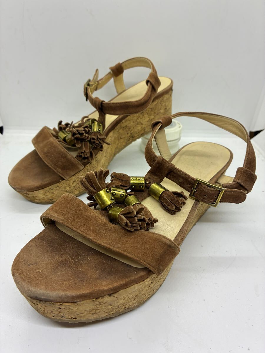 JIMMY CHOO ジミーチュウ　 サンダル ストラップ　ウェッジ　37