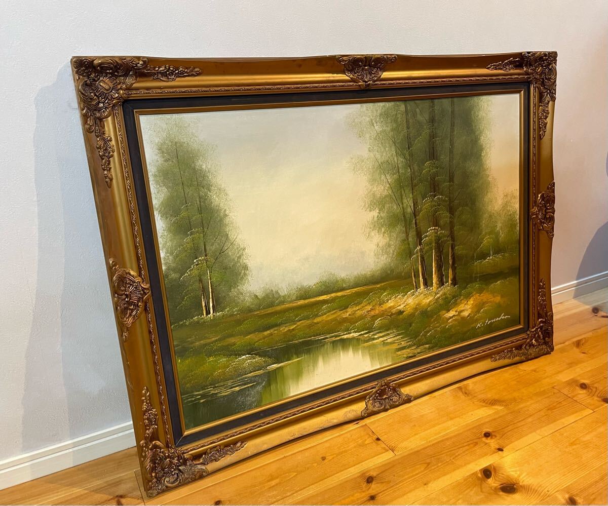 油彩画 洋画 (油絵額縁付きで納品対応可) F10 「ユリ」 朝隈