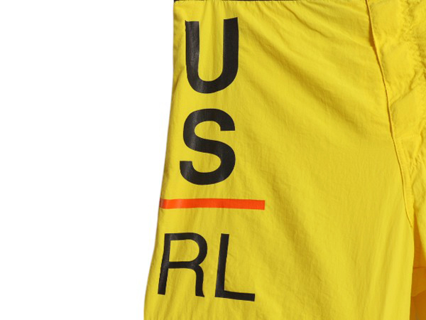 90s Polo Ralph Lauren нейлон шорты мужской L / Old Surf плавки вода суша обе для короткий хлеб море хлеб внутренний имеется желтый 
