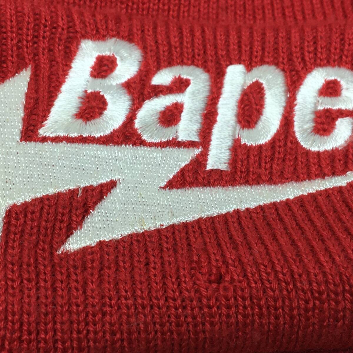 tu145 A BATHING APE アベイシングエイプ STA LOGO Beanie knit cap Red a bathing ape star レッド ニット帽 ※中古