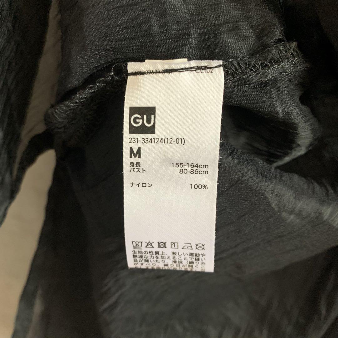 GU シアーバックリボンシャツ (長袖)黒 UNIQLO