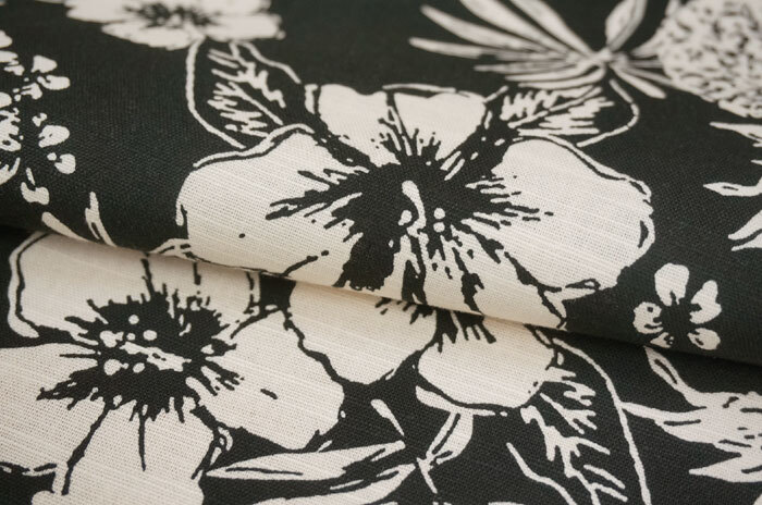 ふ 長5ｍ W巾 綿100 パイナップル ハイビスカス 花柄pt 斑纟織込 黒/生成 アロハ シャツ ワンピース ワイド pants ゆかた 甚平 作務(wù)衣 手蕓