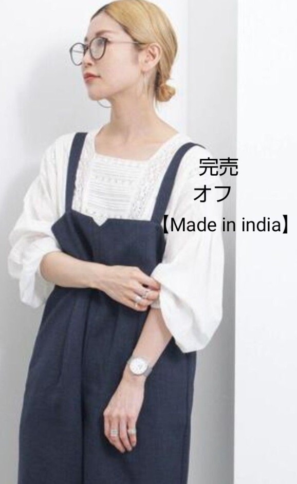 サマンサモスモスブルー 【Made in India】 レースピンタックブラウス新品オフ 完売