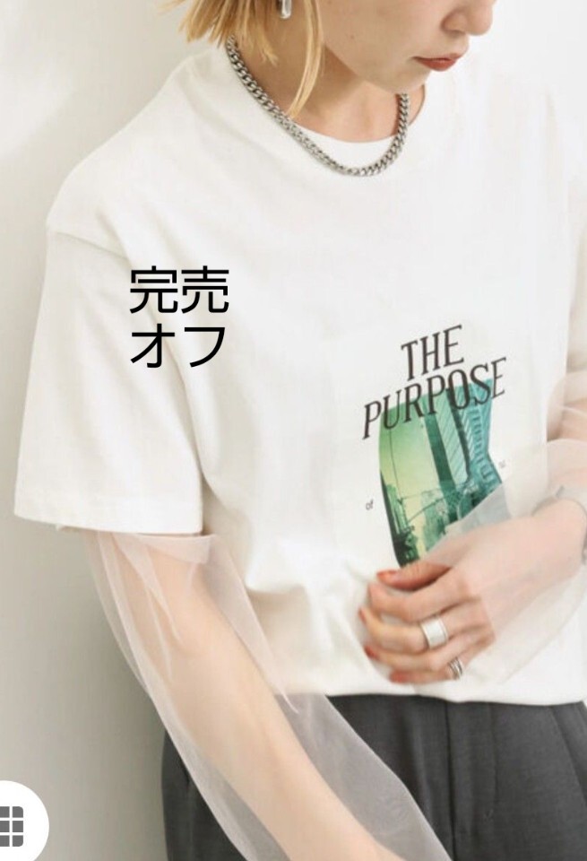サマンサモスモスブルー 【シルケットバイオ】フォトTシャツ新品オフホワイト 完売