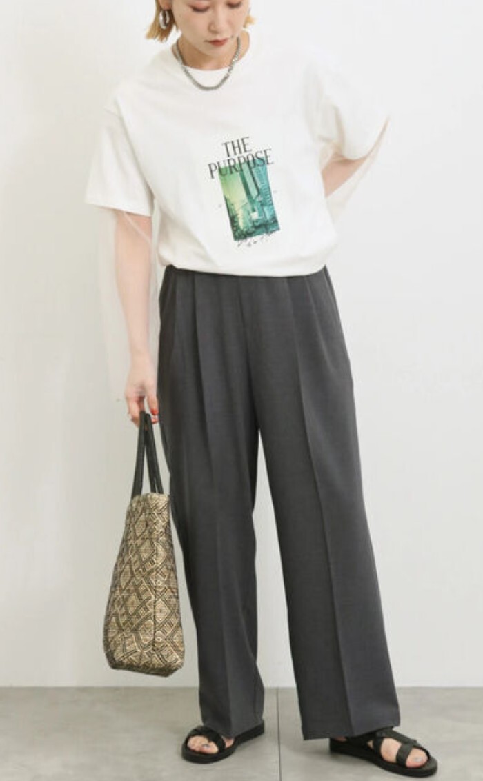 サマンサモスモスブルー 【シルケットバイオ】フォトTシャツ新品オフホワイト 完売