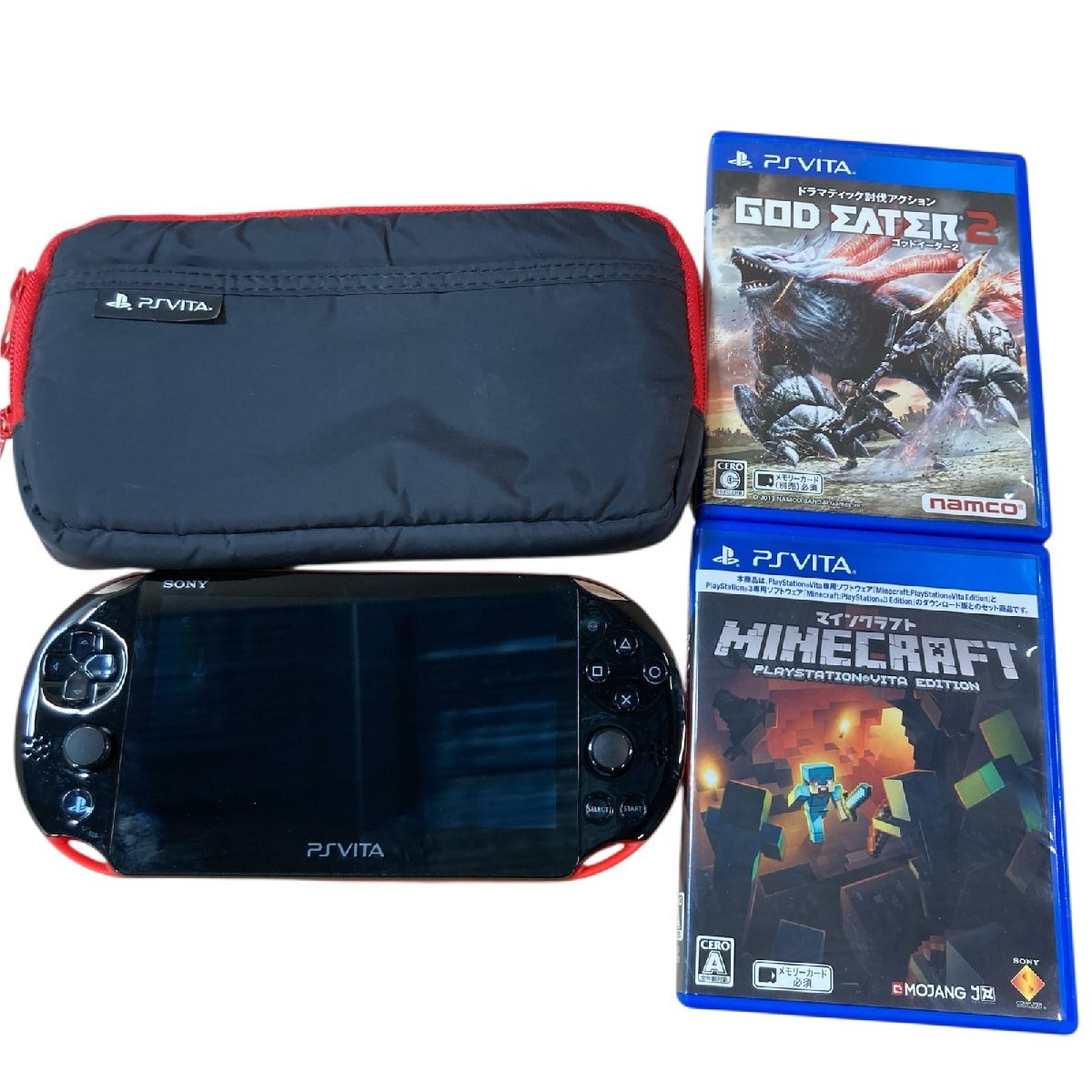 『1年保証』 ☆ PSVita PCH-2000 ソフト2本セット マインクラフト GOD EATER2 PS Vita本体