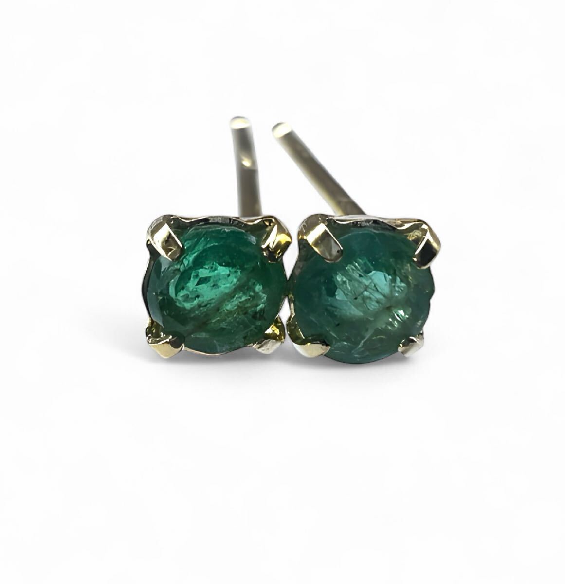 K18YG エメラルド　ラウンド　ピアス　0.18ct_画像5