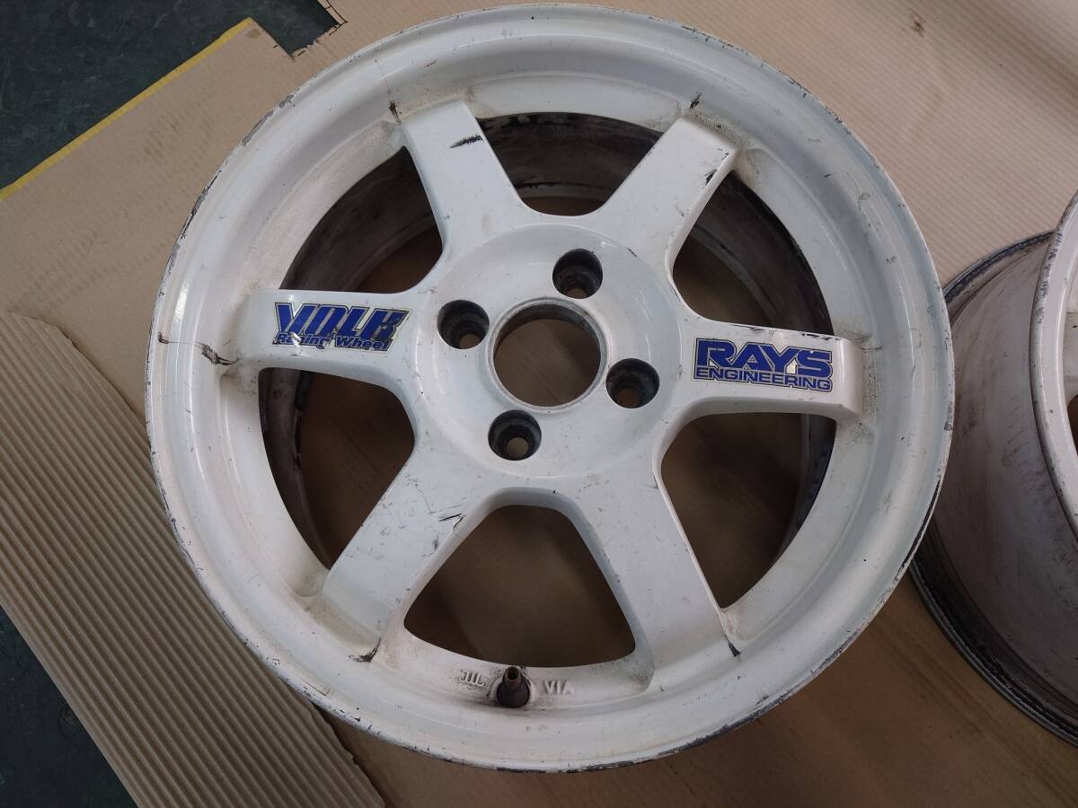 ジャンク！RAYS TE37 15インチ 7J+35 PCD100 ２本セット　補(bǔ)修有り
