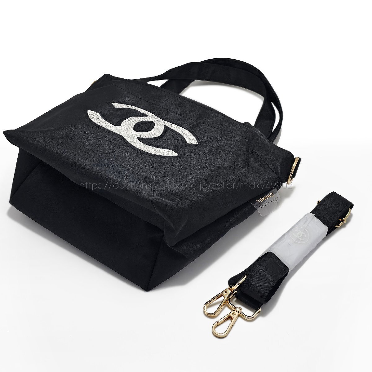 シャネル ノベルティ ショルダーバッグ スパンコール トートバッグ 2WAY CHANEL MAKEUP 斜めがけ レディース ブランド 白黒 非売品 Sサイズ