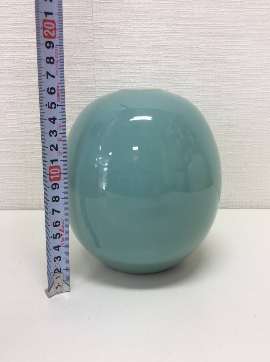 ■2020　花瓶 青磁 昌宏作 壷 花器 華道 生花 陶蕓 骨董 陶器 インテリア 工蕓品 共箱 長期保管