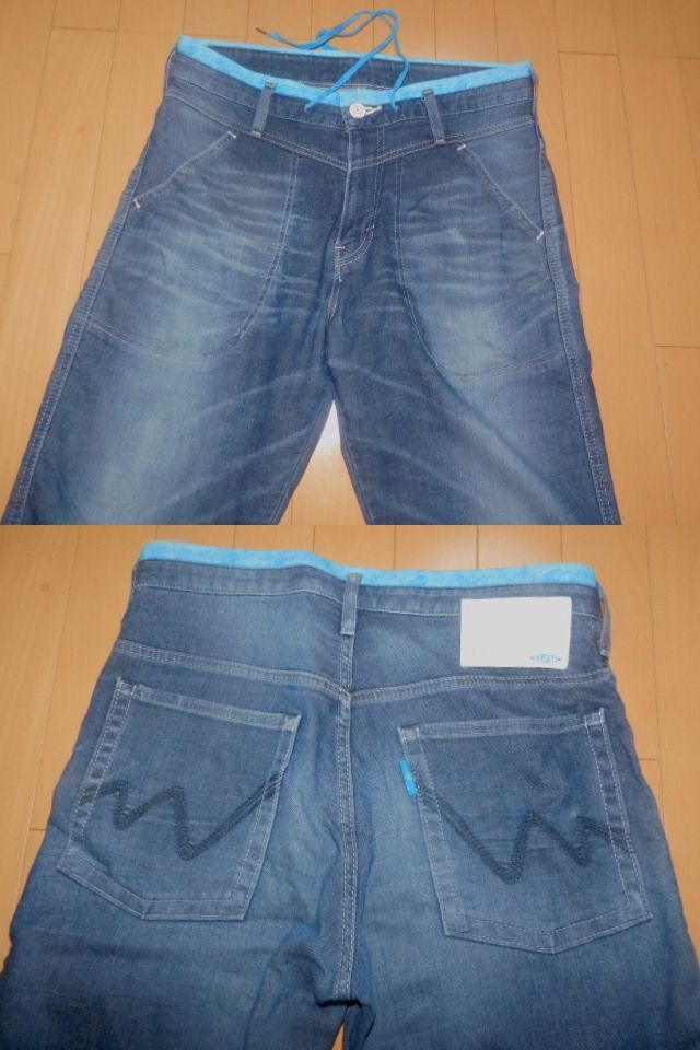 JERSEYS/エドウィン★ジャージーズUSEDリネン混 ストレッチ イージー テーパード デニム パンツ★M寸（W74～82）_画像2