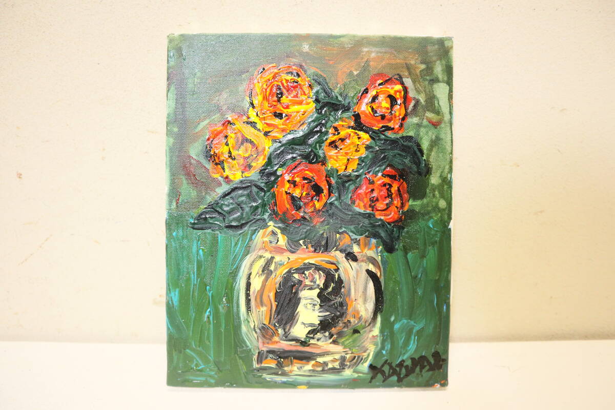 2025新入荷 模写】中川一政□油彩画□静物画□共シール□画題「マジョリカ壺 絵画
