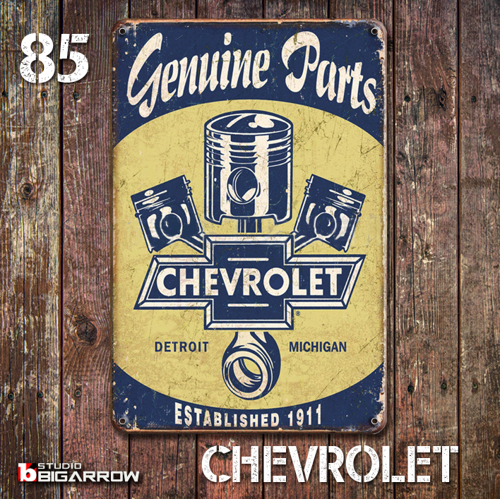  85 ブリキ看板 20×30㎝ CHEVROLET シボレー アメ車 ガレージ メタルサイン アメリカンインテリア USフェンス 世田谷ベース