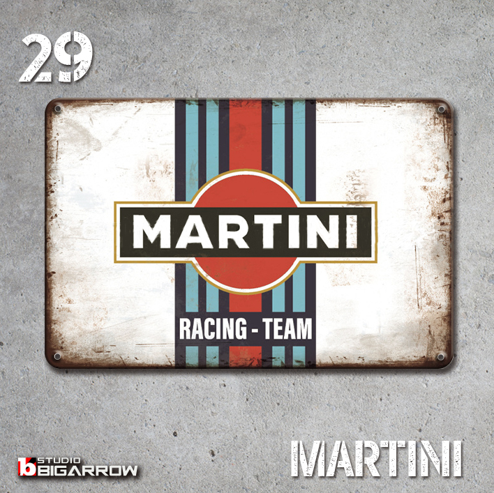 29 ブリキ看板 20×30㎝ MARTINI マルティニ ガレージ メタルプレート アメリカンインテリア USフェンス 世田谷ベース