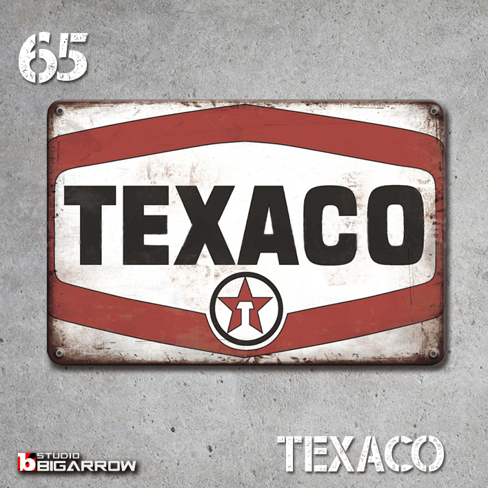 65 ブリキ看板 20×30㎝ TEXACO テキサコ ガレージ メタルプレート アメリカンインテリア USフェンス 世田谷ベース