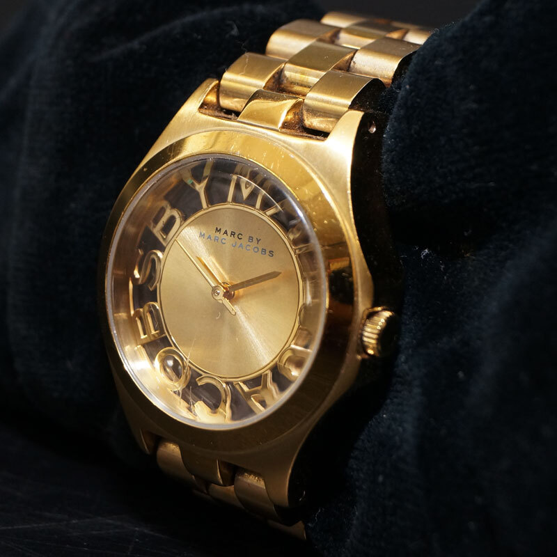 ye70-MARC BY MARC JACOBS マークジェイコブス腕時計 MBM3292 ヘンリースケルトン ゴールド クォーツ レディース