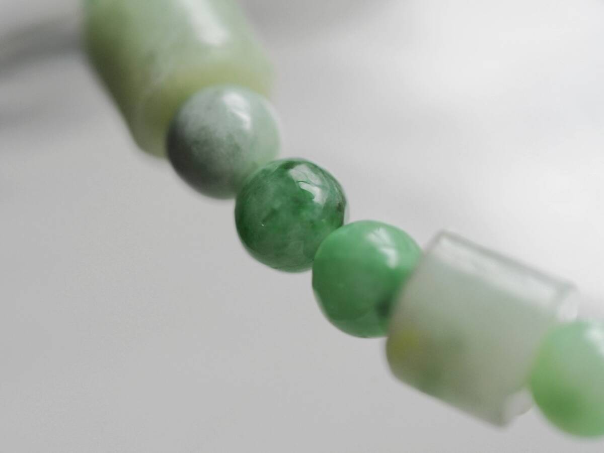 天然翡翠　管玉　丸石　ブレスレット　天然無処理ヒスイ　小粒　鑑賞　夏　自然界　お守り_画像5