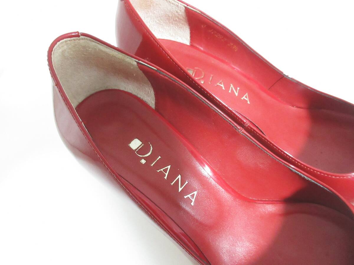ダイアナ DIANA ポインテッドトゥ エナメル パンプス 赤 23 1/2 北7404_画像8