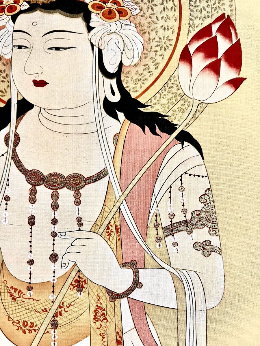 【特別訳あり特価】 真作】【仙】堂本印象「聖観音」絹本 肉筆 仏教 仏画 金泥 合箱 コレクション