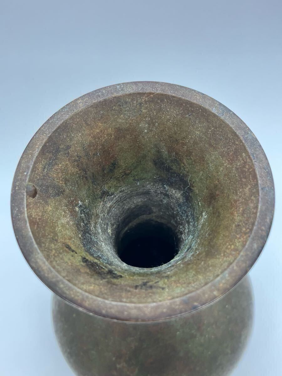勝峰作 花瓶 花器 青銅 アジア アンティーク 769.0g【No.209