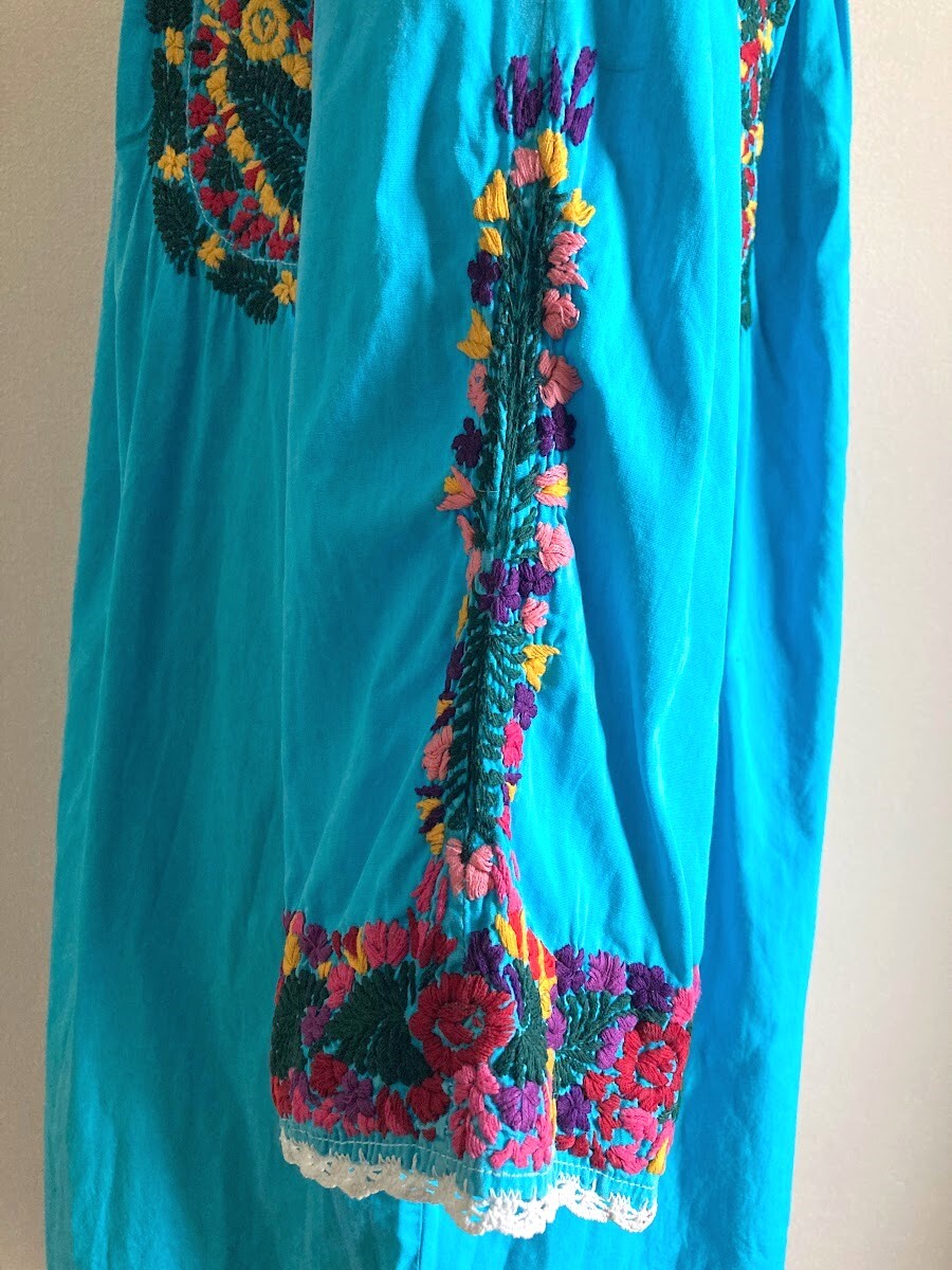 サンアントニーノヴィンテージ手刺繍ワンピ/メキシカン/オアハカ/オトミ/民族衣装 送料無料 メキシコサンアントニーノヴィンテージ手刺繍ワンピ
