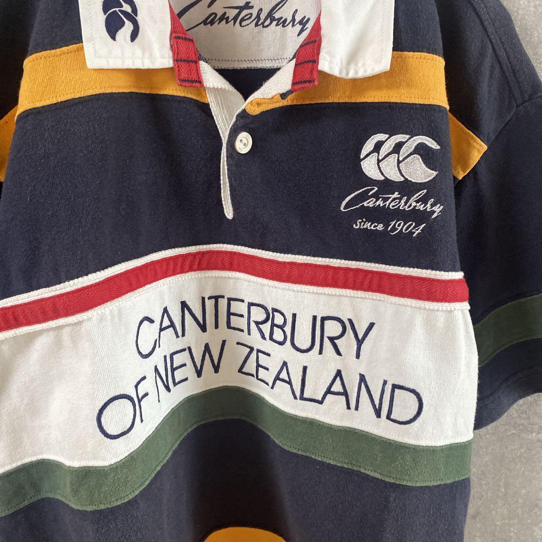 CANTERBURY ボーダーポロシャツ　半袖　ラガシャツ　カラフル　Lメンズ