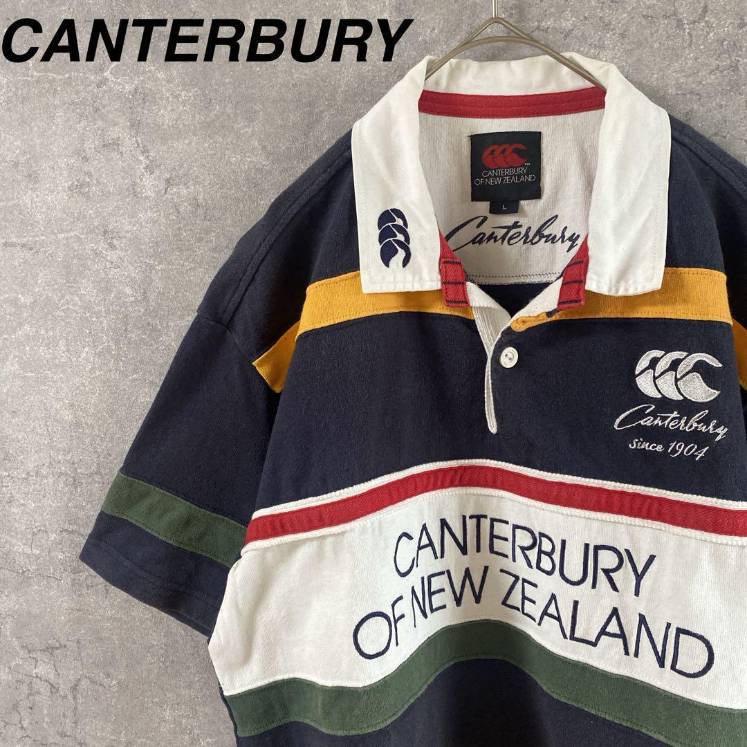 CANTERBURY ボーダーポロシャツ　半袖　ラガシャツ　カラフル　Lメンズ
