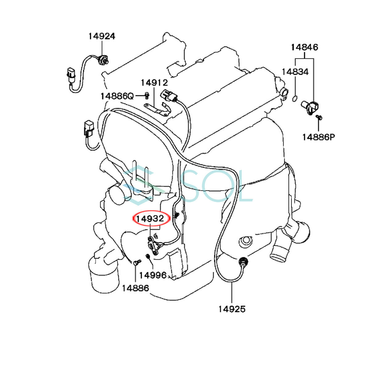 三菱 ランサー(CT9A) ミラージュ(CN9A CP9A) レグナム(EA3W EC3W) ギャラン(EA3A EC3A) クランク角センサー MD320754 出荷締切18時_画像3