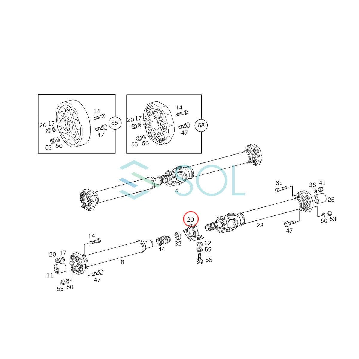 ベンツ Eクラス W124 230E プロペラシャフト サポートベアリング 2024100581 2024100381 18時まで即日出荷_画像2