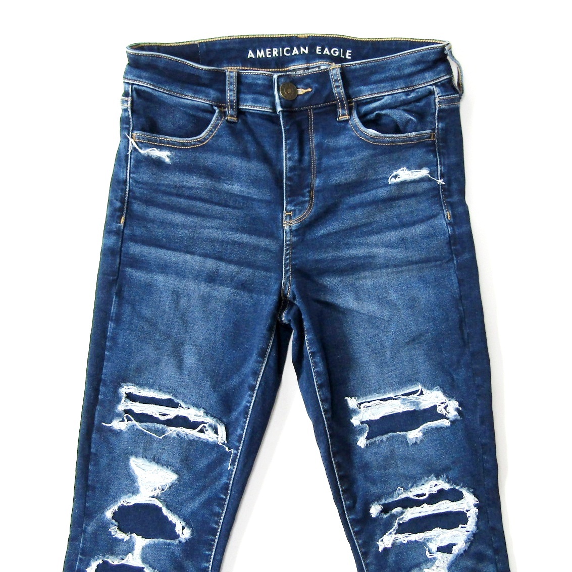 AMERICANEAGLEアメリカンイーグル▼ハイライズジェギング▼クラッシュ加工▼US4SHORTサイズ▼ウエスト約72cm