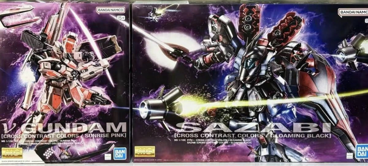 バンダイ MG サザビー トワイライトブラック& ν ガンダム 朝焼けピンク バンダイ 海外限定 MG 1/100 ν ガンダム 朝焼けピンク.Ver