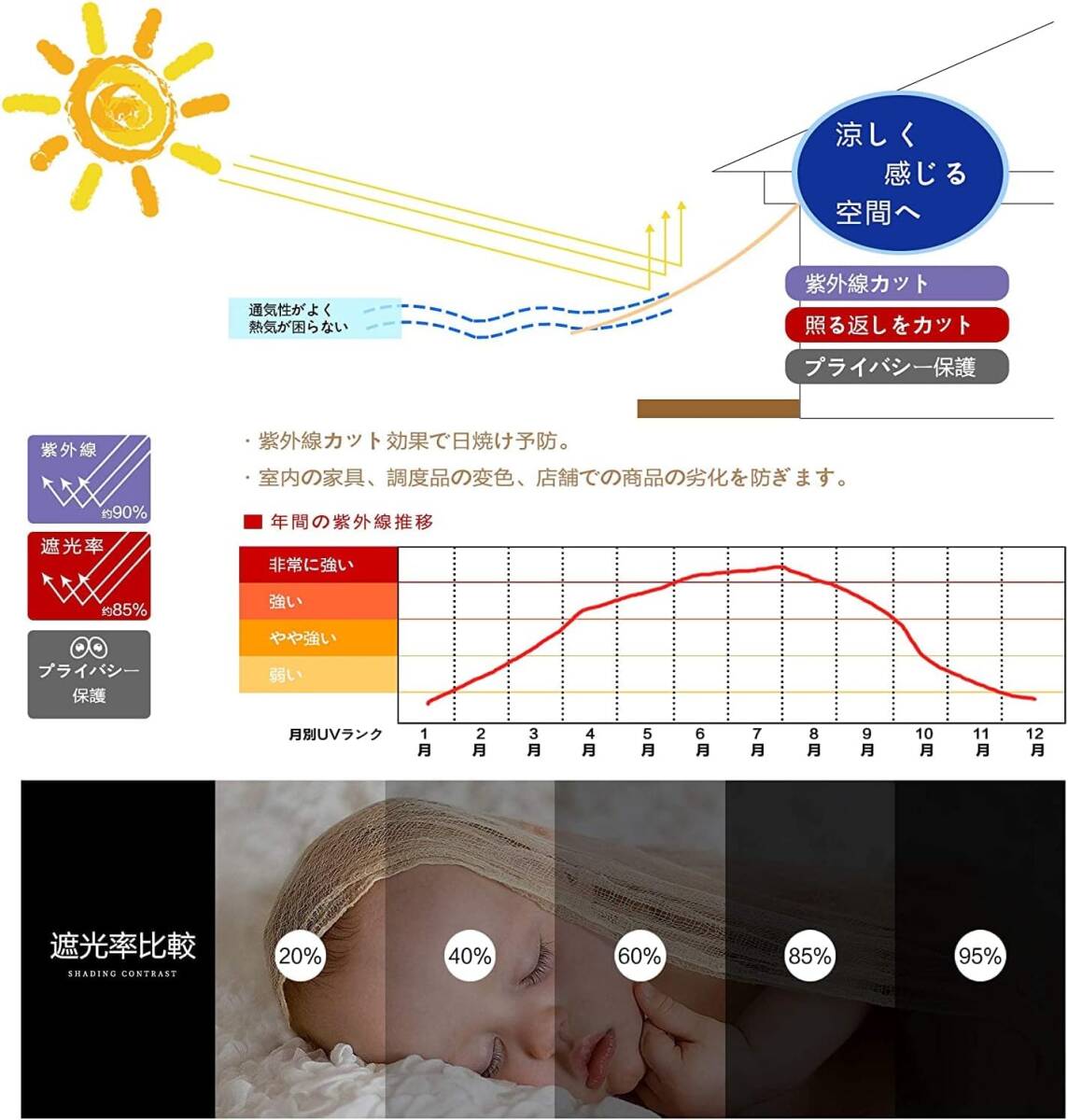 日よけ シェード ベランダ 目隠し バルコニーシェード 600×100cm アイボリー