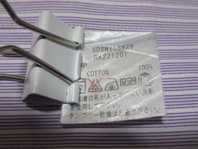 SCHIATTI/スキャッティ 長袖BDシャツ/クレリック ホワイト/パープル/クラスターストライプ 39 フレンチフロント 綿100% クリ済 日本製!_画像7
