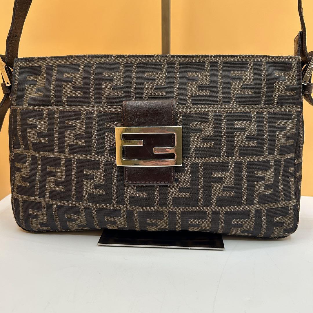 【美品】フェンディ FENDI ズッカ柄 ショルダーバッグ ハンドバッグ ショルダーバッグ キャンバス ブラウン 26566 