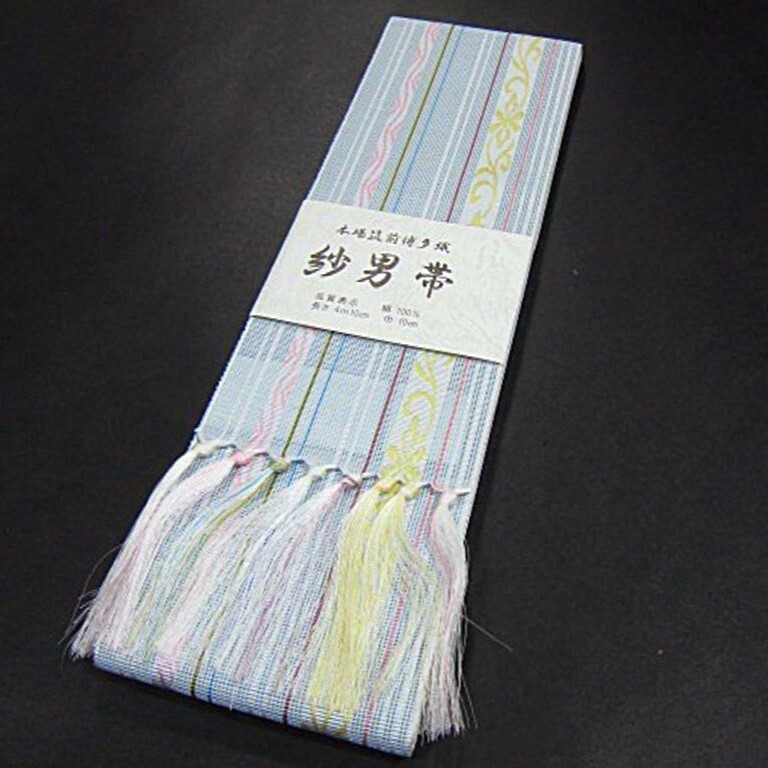 夏物　新品　正絹　男物?本場筑前博多織紗角帯　井上絹織謹制