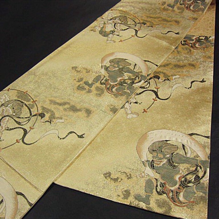 新品未仕立 細密織 西陣織高級袋帯 風神雷神屏風図 (未仕立て