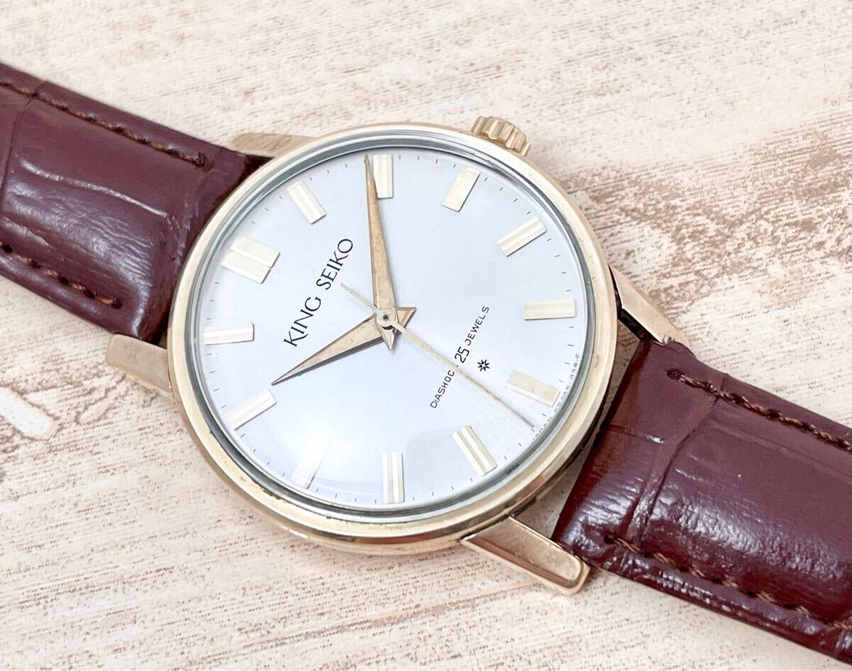 キングセイコー ファースト King Seiko First 1st 手巻き 25 jewels J14102E 盾メダル 100 microns 14K Gold Filled 1962年 昭和37年制造