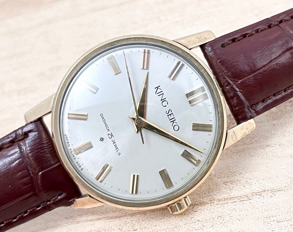 キングセイコー ファースト King Seiko First 1st 手巻き 25 jewels J14102E 盾メダル 100 microns 14K Gold Filled 1962年 昭和37年制造