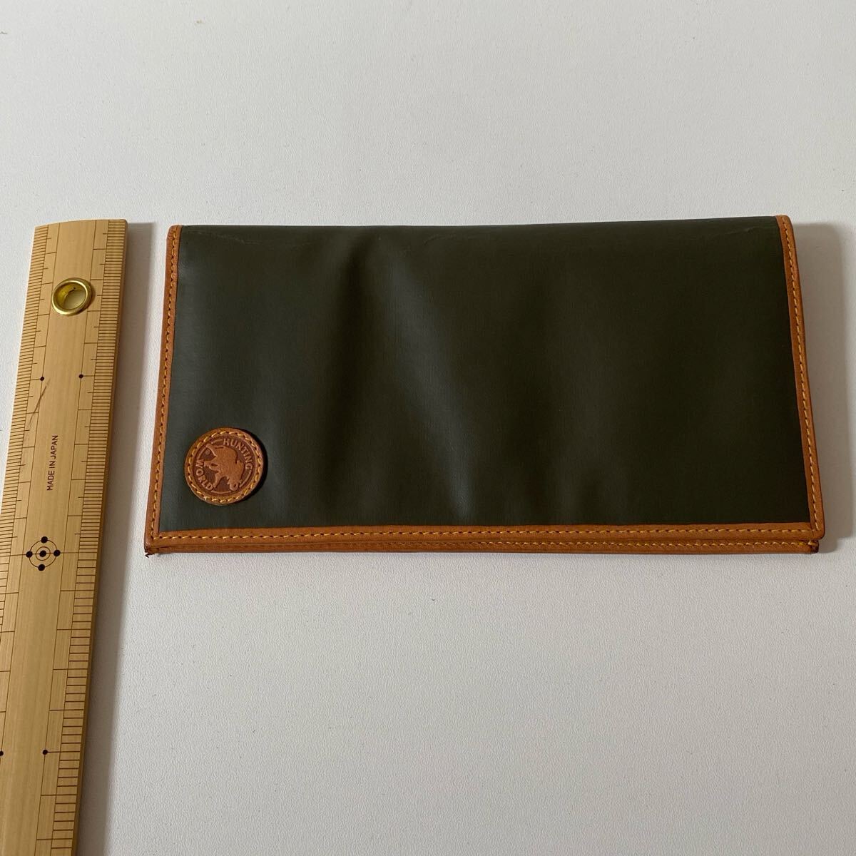 ◆NO.250507◆ ハンティングワールド HUNTING WORLD イタリア制 長財布 グリーン バチュークロス 二つ折り 財布 札入れ メンズ ウォレット