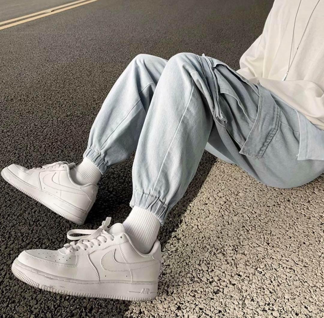 ワイド デニム ジーンズ カーゴパンツ ジョガーパンツ XL ブラック ワンウォッシュ 新品_画像9