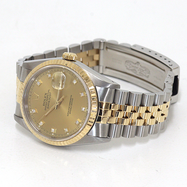 ROLEX ロレックス メンズ腕時計(jì) デイトジャスト 16233G C番 シャンパンゴールド ダイヤ OH済 仕上げ済【中古】