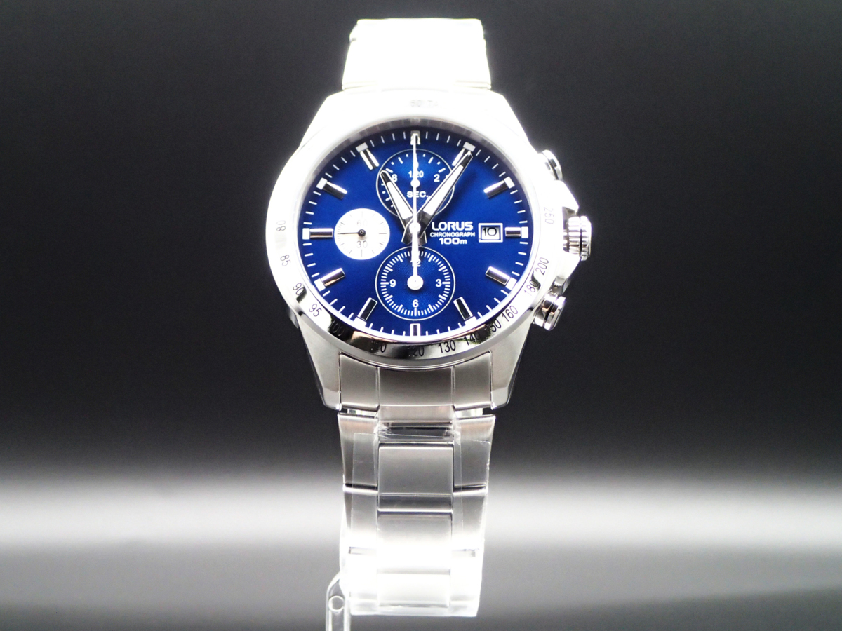 SEIKO LORUS Chronograph Sports Watch セイコー ローラス クロノグラフ スポーツ ウォッチ ステンレス ブルー シルバー 100m防水 腕時計