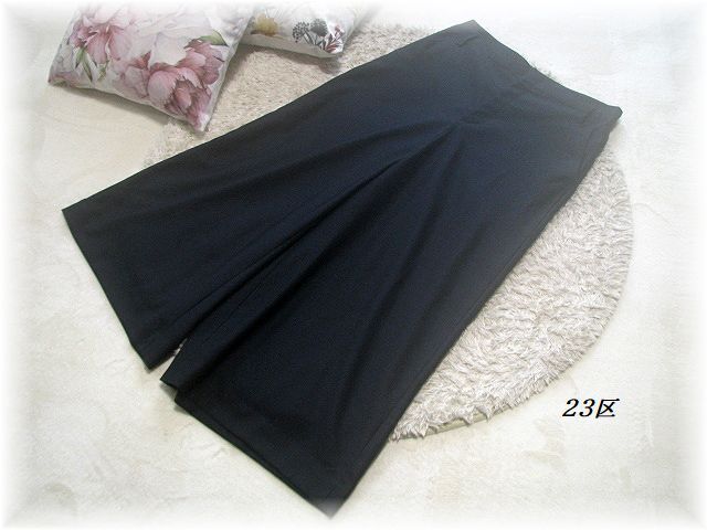 送料無(wú)料*23區(qū)*大きいサイズ44(13號(hào))*ゆとりシルエットワイドフレアパンツ/ポリエステル素材/伸縮性あり/ウォッシャブル
