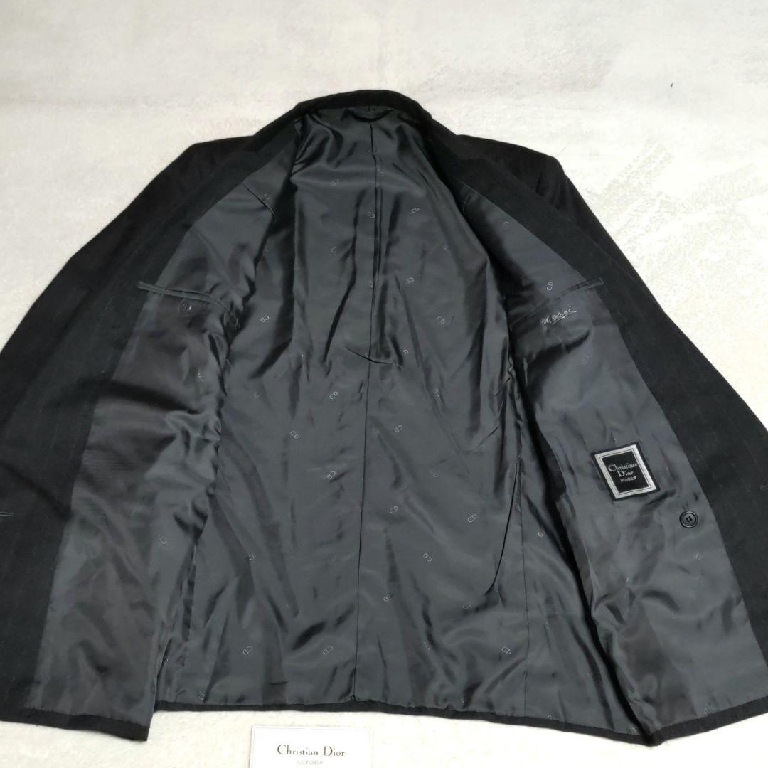 1円スタート クリスチャンディオール Christian Dior MONSIEUR スーツ ダブル セットアップ 総里地 ブラック 表記サイズA7 