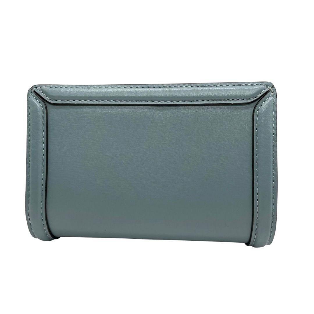 美品　コーチ　三つ折り財(cái)布　青　レザー　ターンロック　財(cái)布　COACH　w4