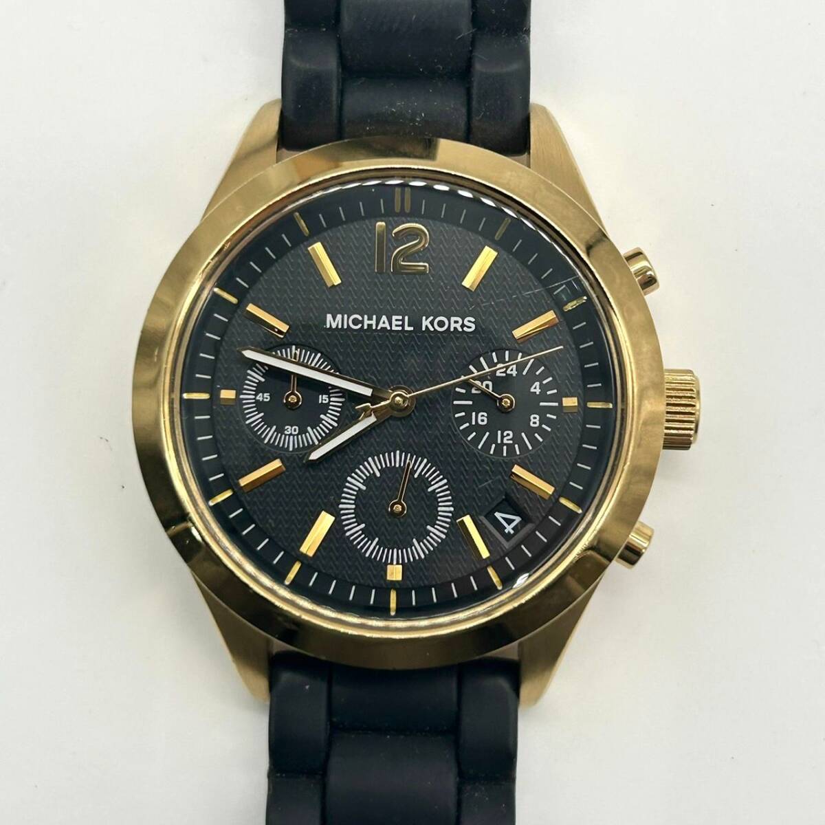 1円 美品 電池交換済み MICHAEL KORS マイケルコース 腕時計 G3 ラウンド クロノグラフ クオーツ ゴールド メンズ レディース ユニセックス